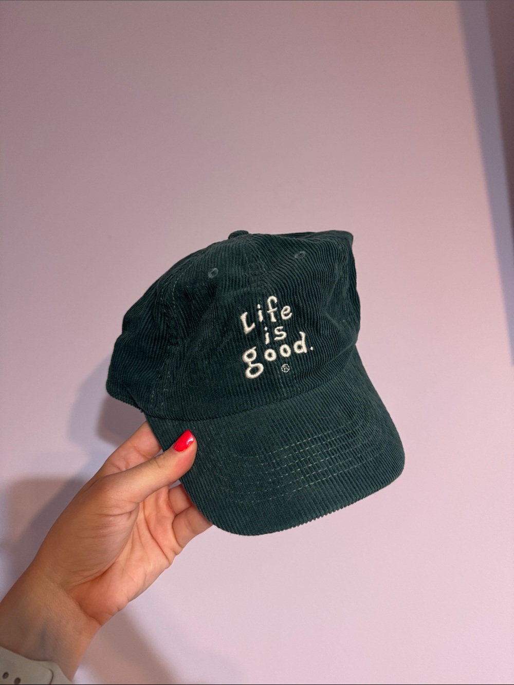 Life Is Good Dark Green Corduroy Baseball Cap - Picture 2 of 6